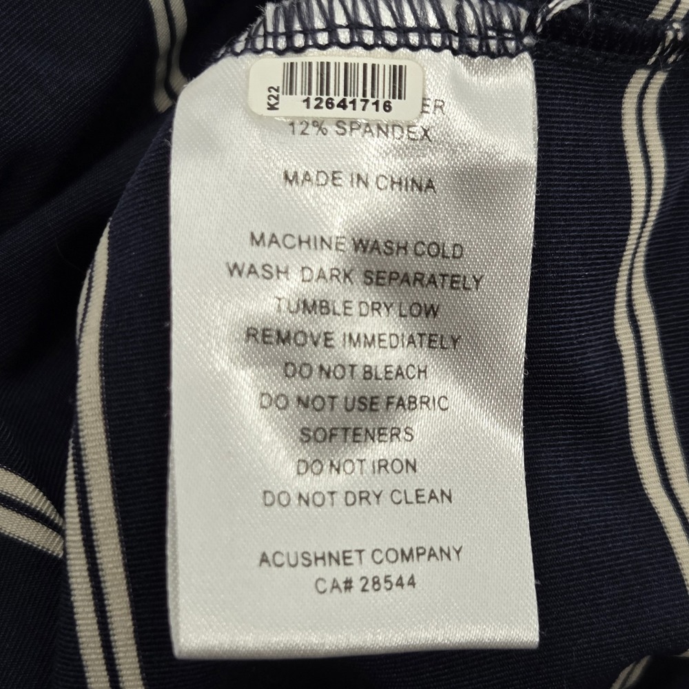 FootJoy Men's Polo Shirt XL Navy Blue Striped Short Sleeve Golf Logo EUC - Picture 6 of 7